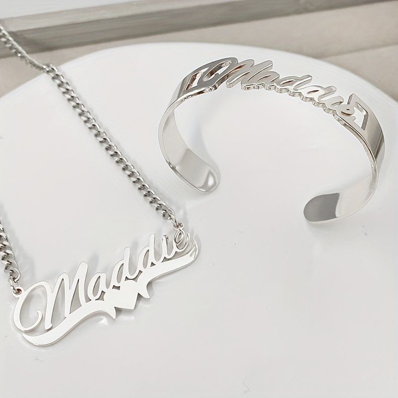 Personalized 18K Gold-Plated Cuban Link Jewelry Set